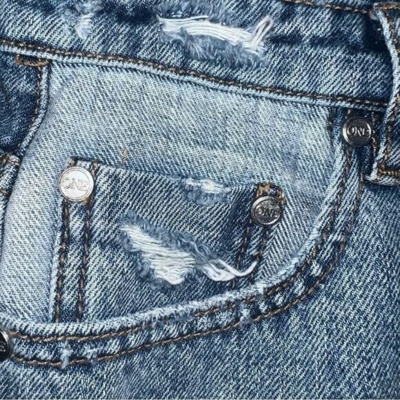 One Teaspoon Womens Mid Waist Bandits Distressed Denim Shorts Size 28 Blue Casua - Picture 14 of 16